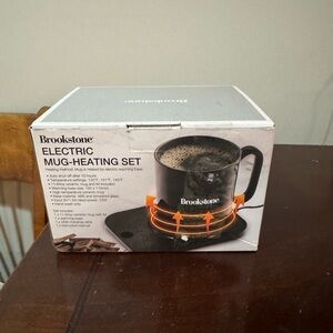Brookstone Black Electric Mug-Heating Set with Matching Warmer